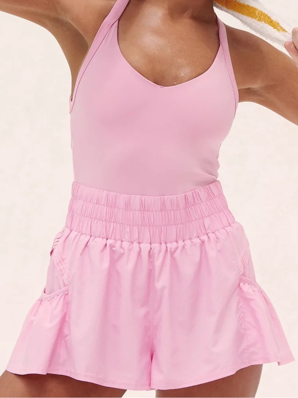 Free People FP Movement Get Your Flirt On Shortsie Prism Pink Rose Size Small